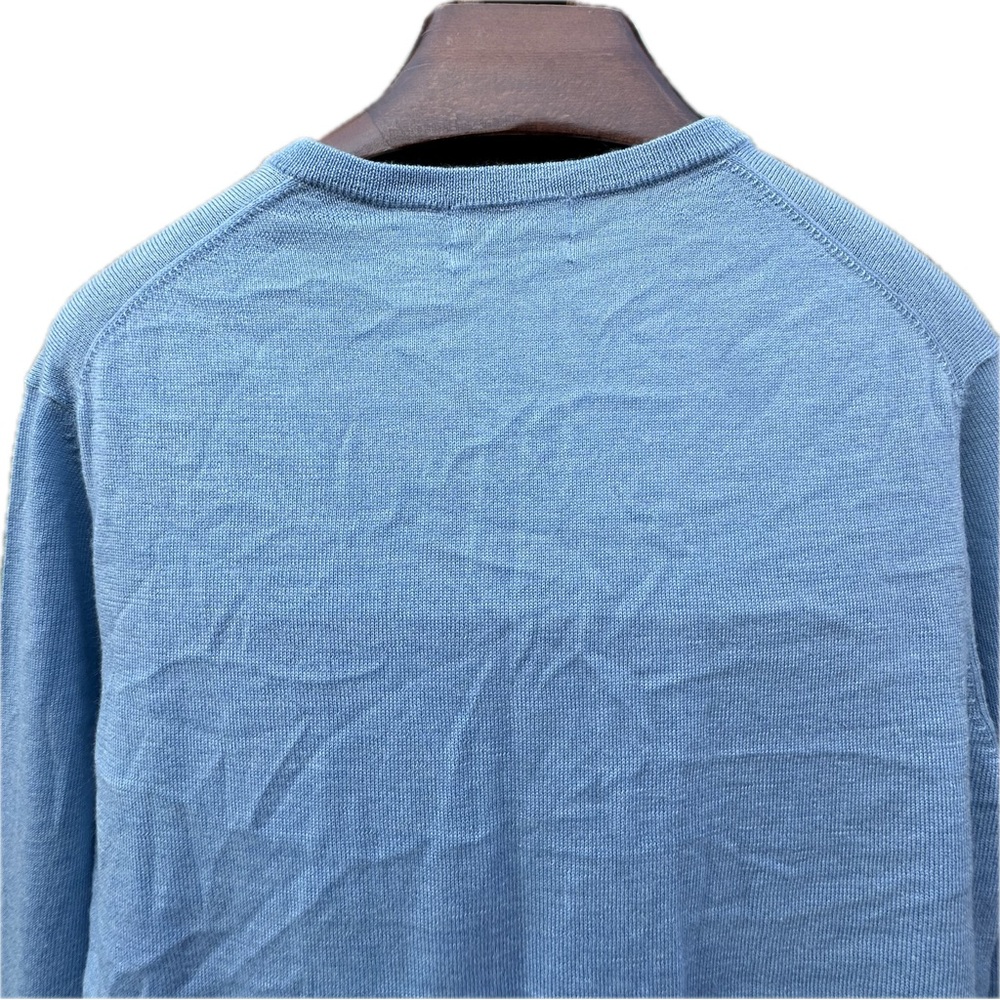 Calvin Klein Extra-Fine Merino Wool Sweater Baby Blue V-Neck NWT European Yarn L - Picture 7 of 15